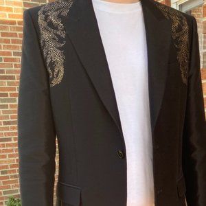 Versace Collection Size L or 50 IT Studded gold shoulder tuxedo suit jacket